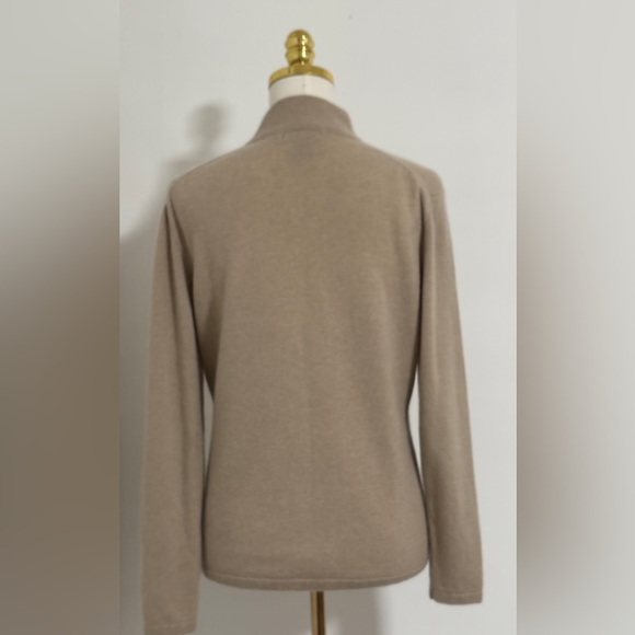 Cashmere Mock Neck Sweater Women Size Large Old Money Classic Neutral SKU 10 - Picture 2 of 7